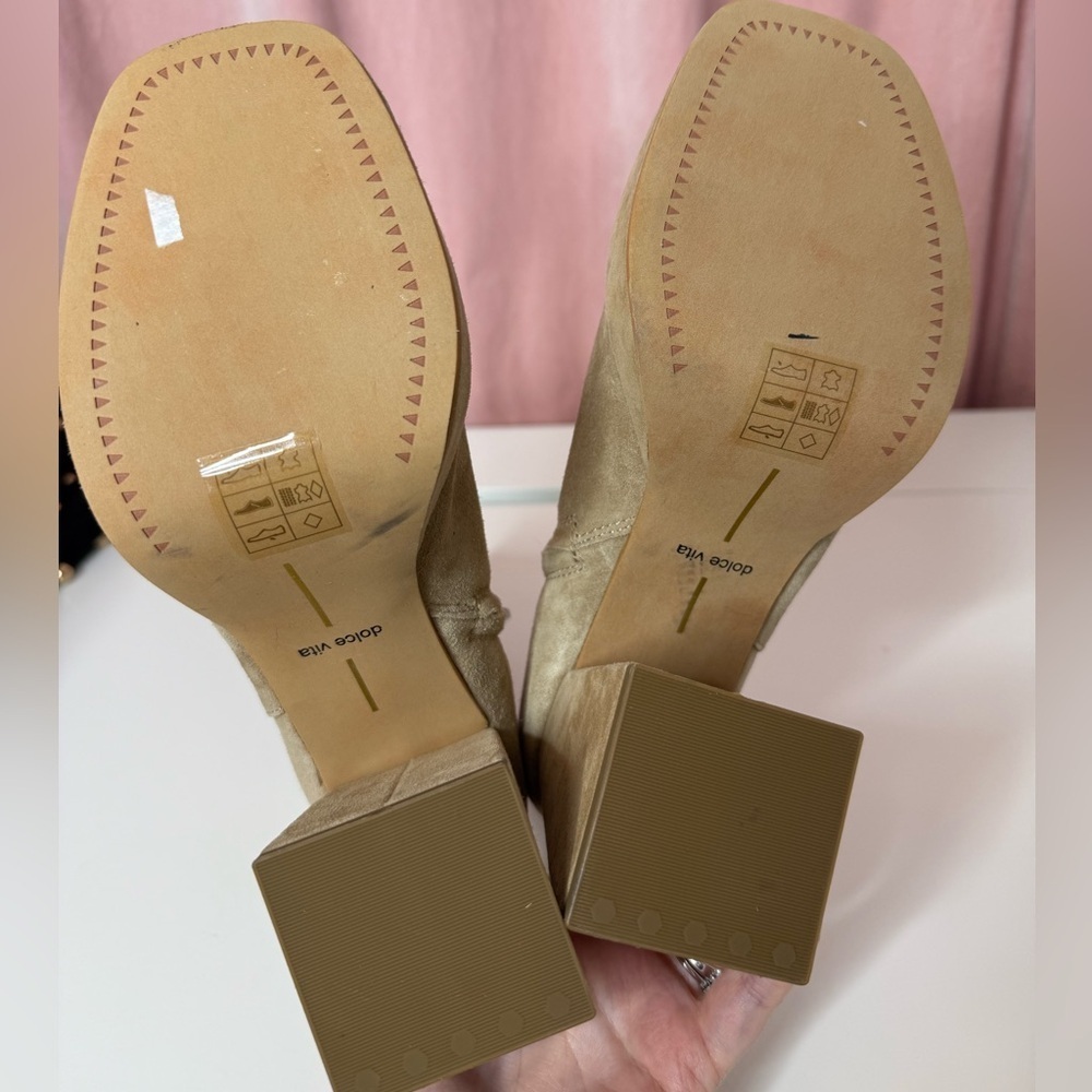 Dolce Vita Beige Tan Suede Platform Booties Sz 7 NWOT - Picture 8 of 10